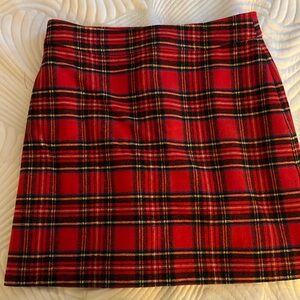 Red plaid Jcrew wool skirt